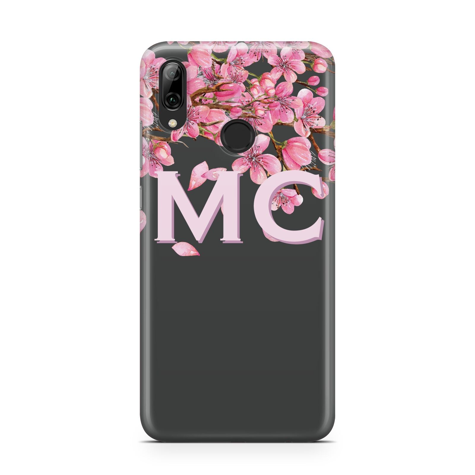 Personalised Floral Blossom Black Pink Huawei Y7 2019