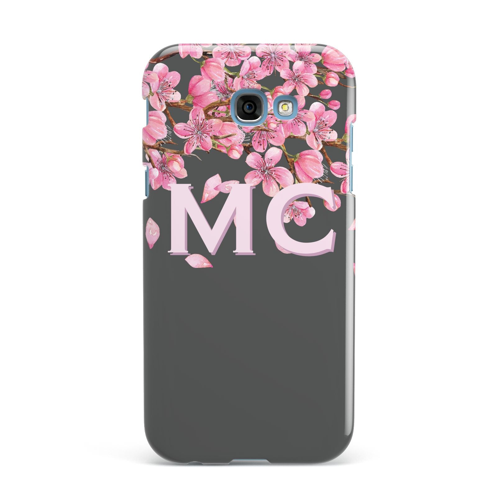 Personalised Floral Blossom Black Pink Samsung Galaxy A7 2017 Case