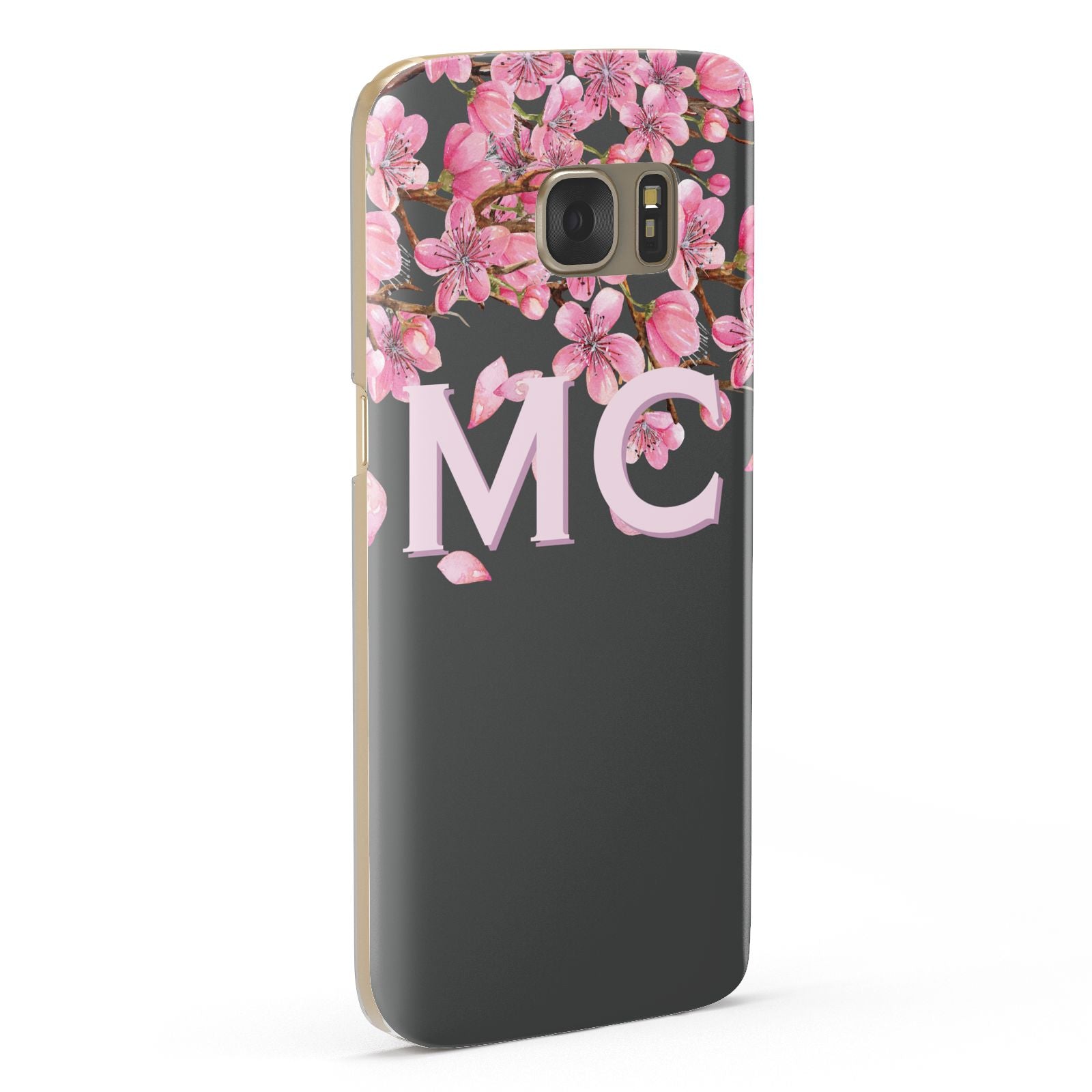 Personalised Floral Blossom Black Pink Samsung Galaxy Case Fourty Five Degrees