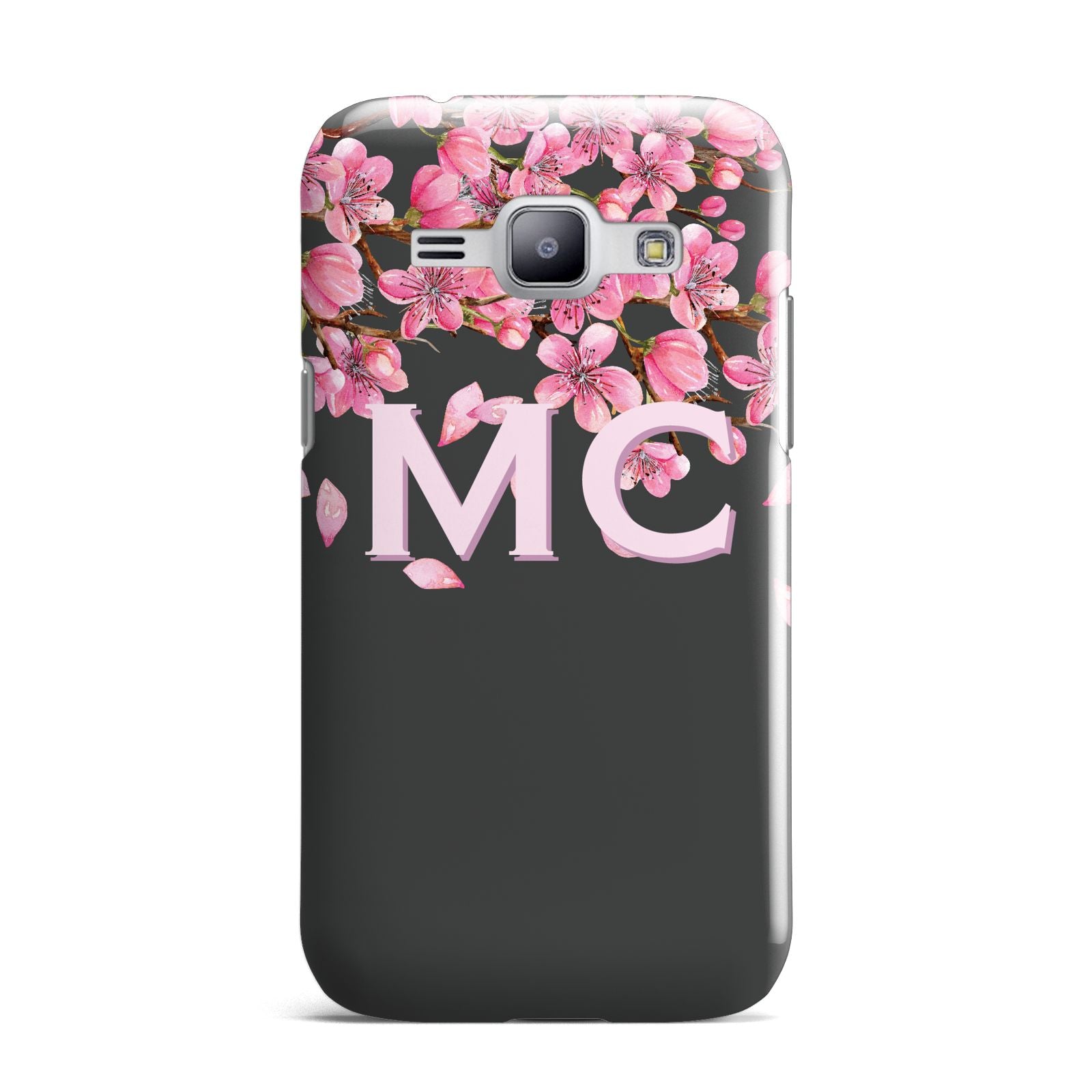 Personalised Floral Blossom Black Pink Samsung Galaxy J1 2015 Case