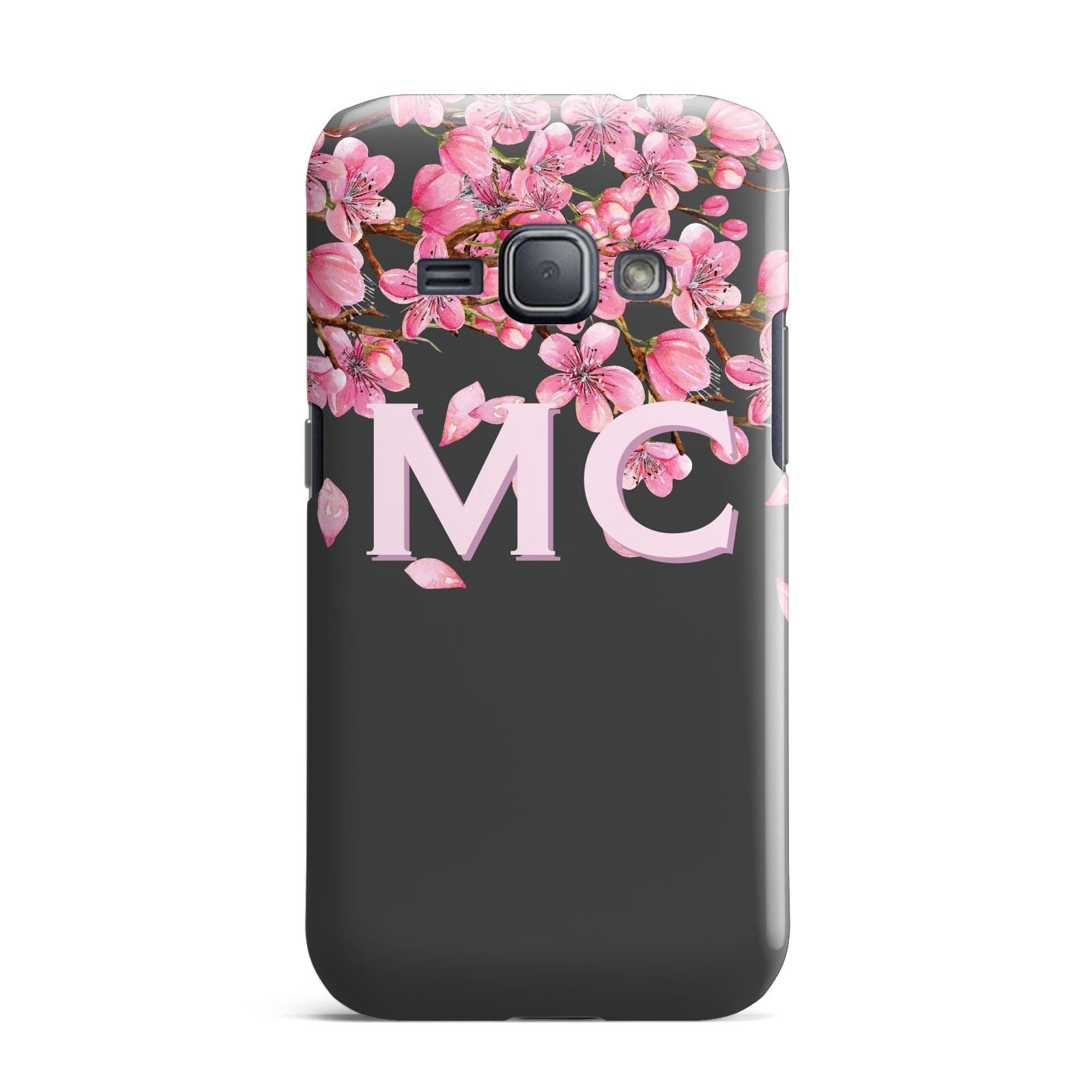 Personalised Floral Blossom Black Pink Samsung Galaxy J1 2016 Case