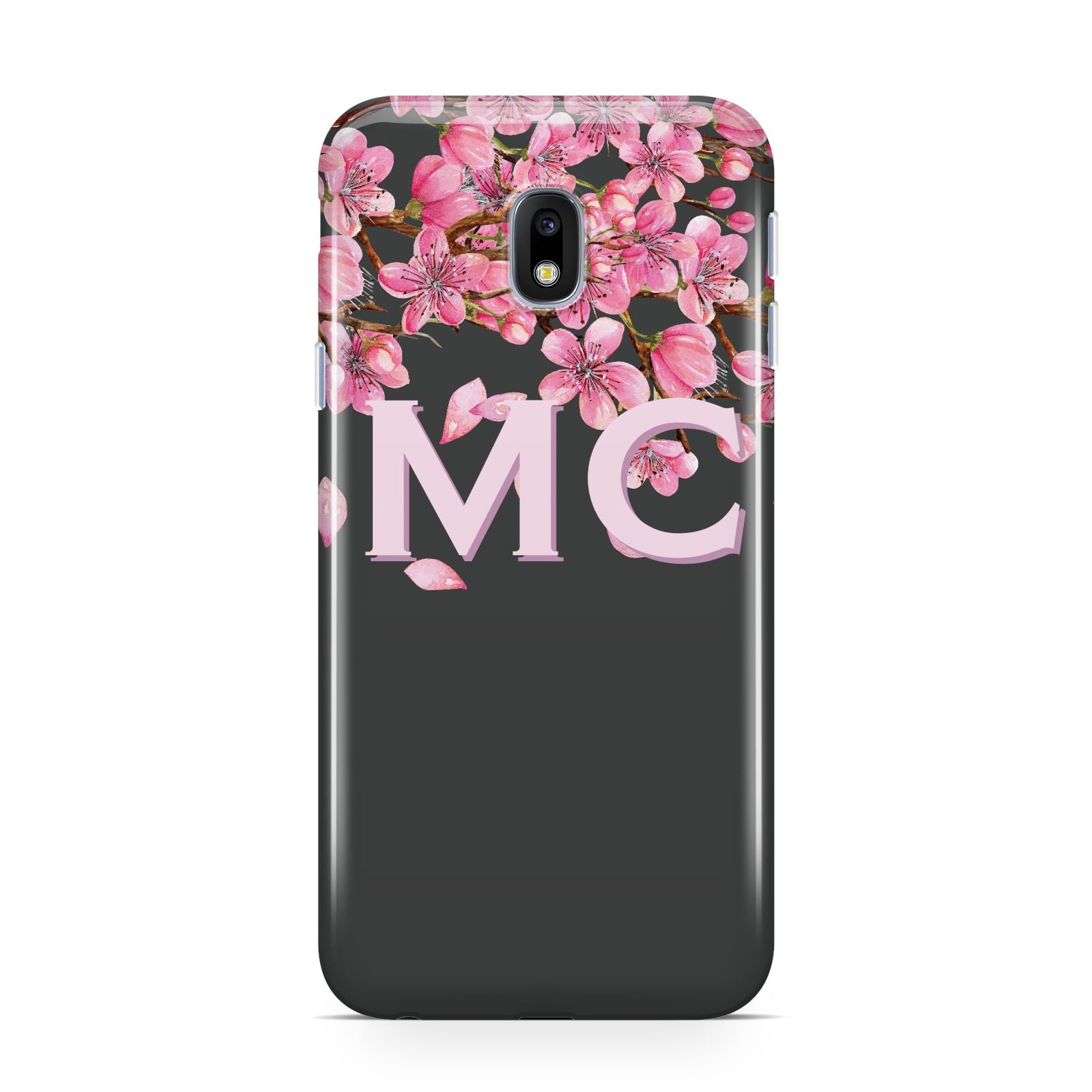 Personalised Floral Blossom Black Pink Samsung Galaxy J3 2017 Case