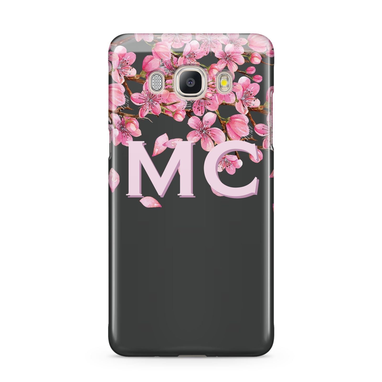 Personalised Floral Blossom Black Pink Samsung Galaxy J5 2016 Case