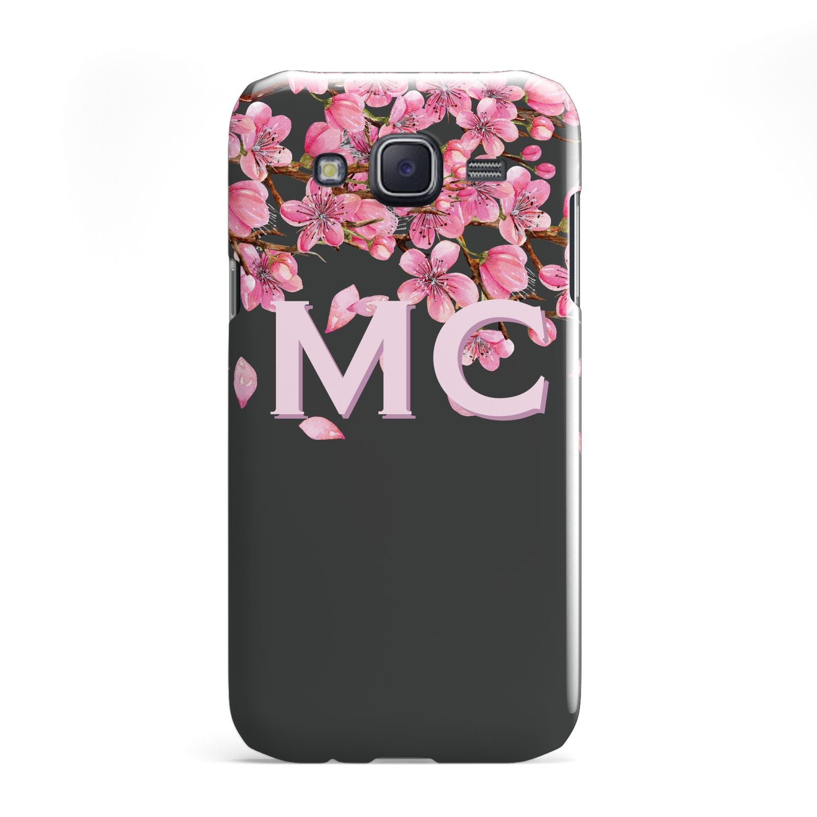 Personalised Floral Blossom Black Pink Samsung Galaxy J5 Case