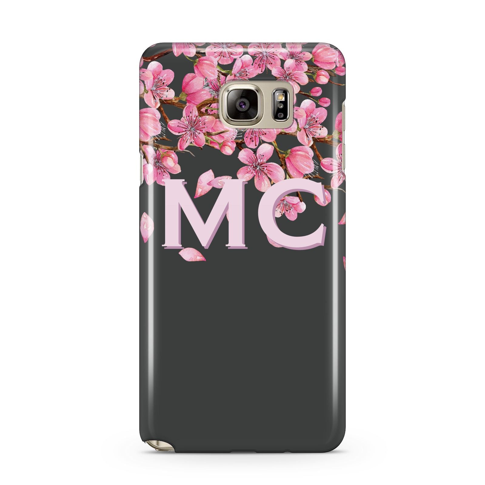 Personalised Floral Blossom Black Pink Samsung Galaxy Note 5 Case