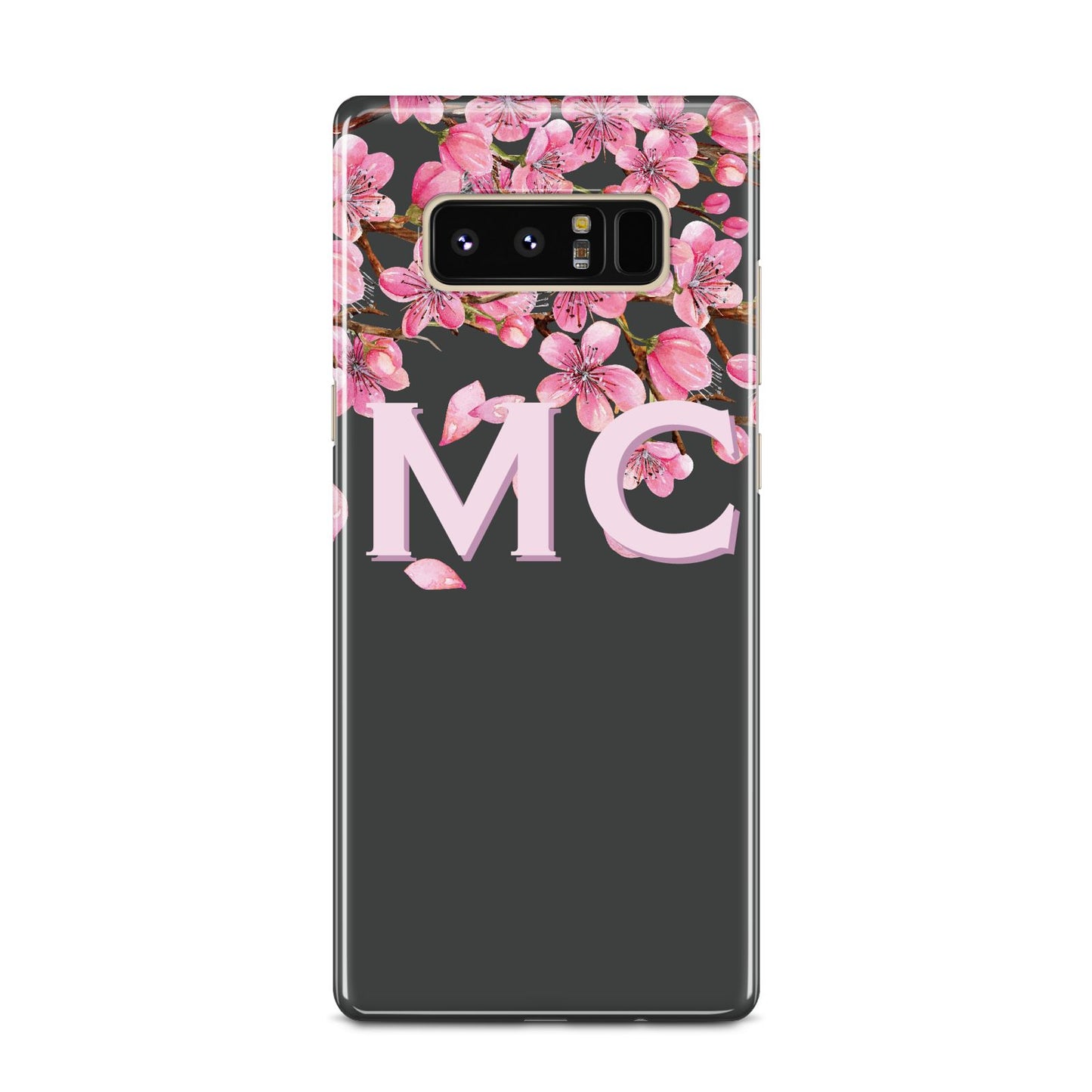 Personalised Floral Blossom Black Pink Samsung Galaxy Note 8 Case
