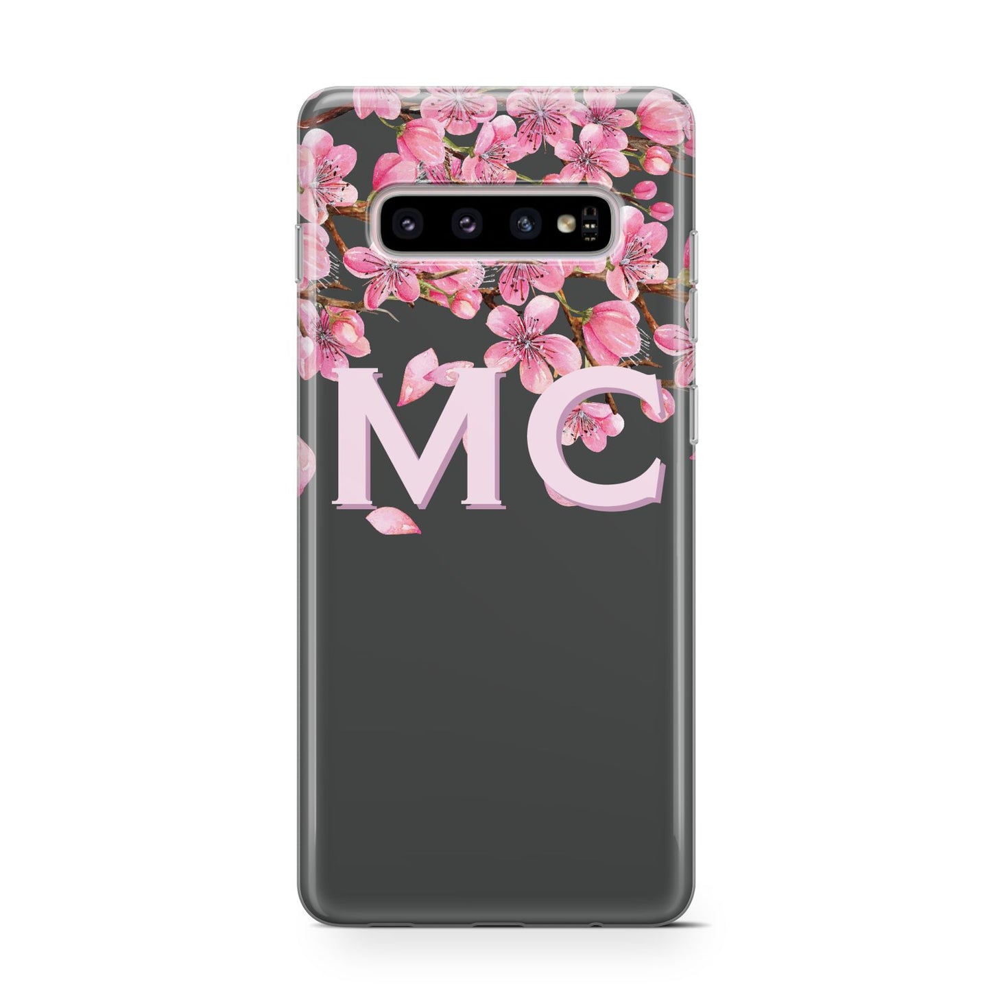 Personalised Floral Blossom Black Pink Samsung Galaxy S10 Case