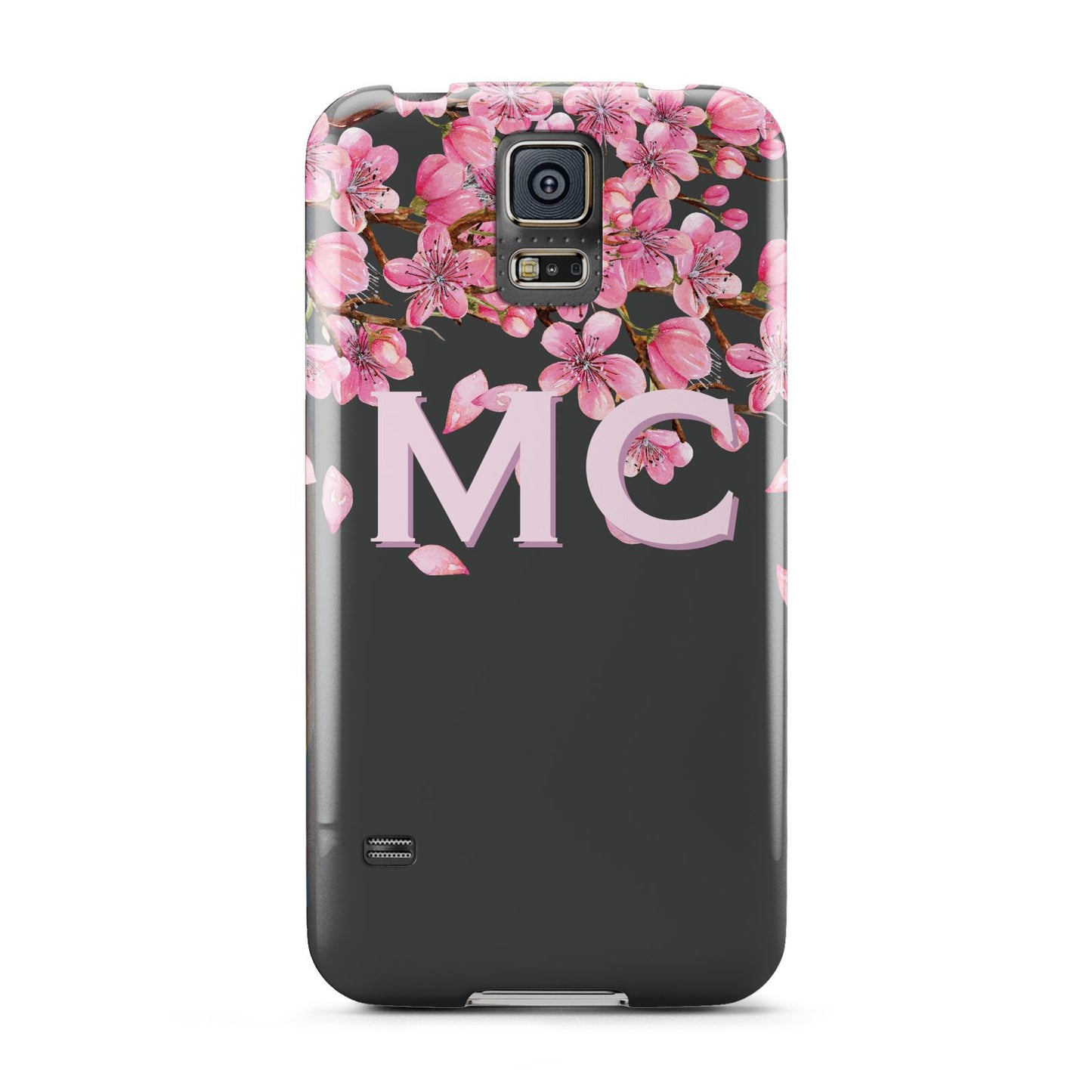 Personalised Floral Blossom Black Pink Samsung Galaxy S5 Case