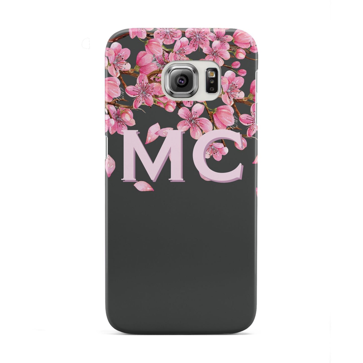 Personalised Floral Blossom Black Pink Samsung Galaxy S6 Edge Case