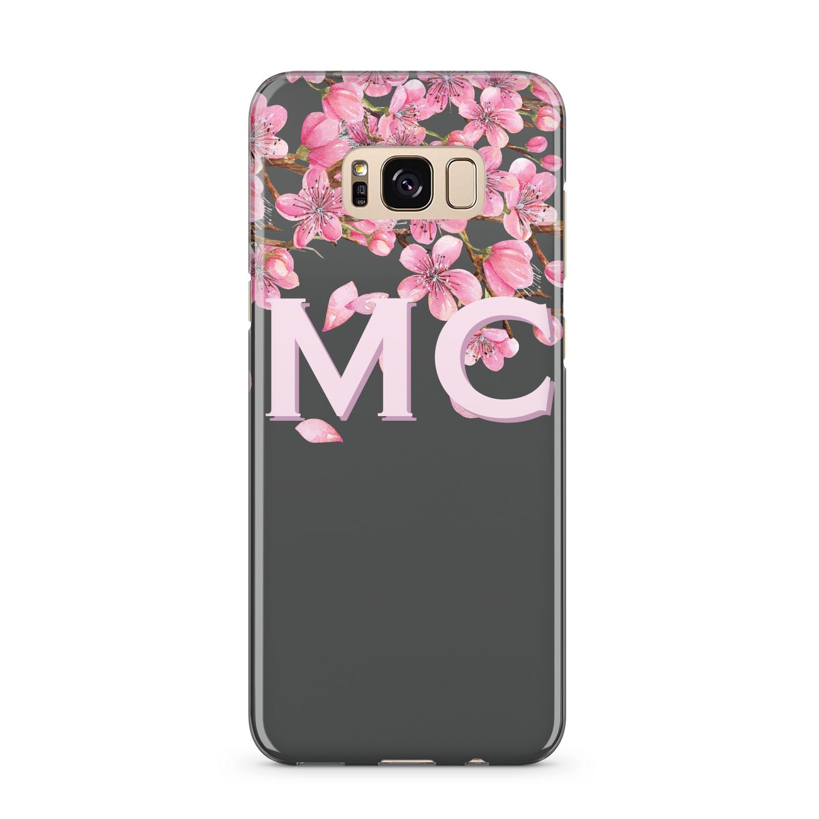 Personalised Floral Blossom Black Pink Samsung Galaxy S8 Plus Case
