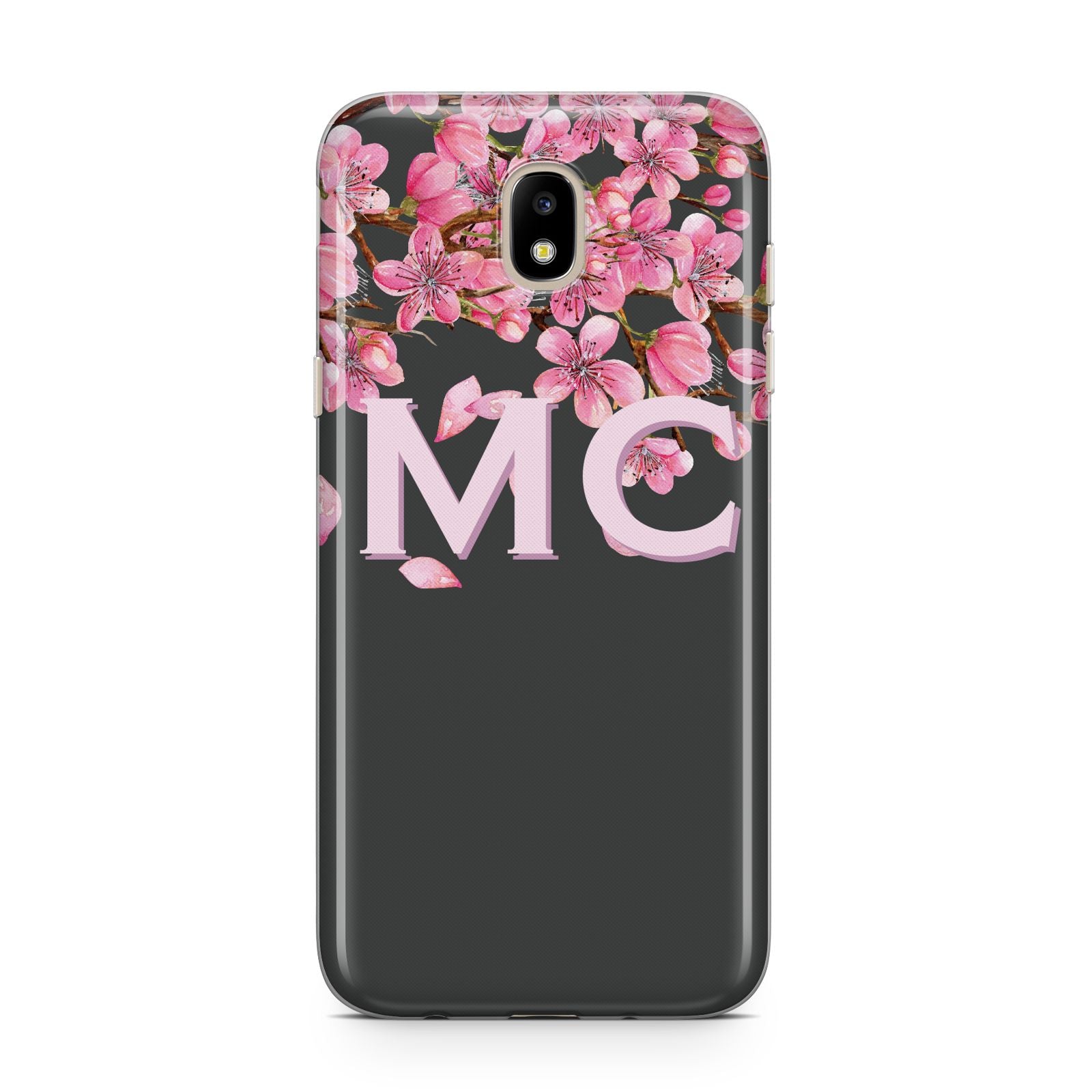 Personalised Floral Blossom Black Pink Samsung J5 2017 Case