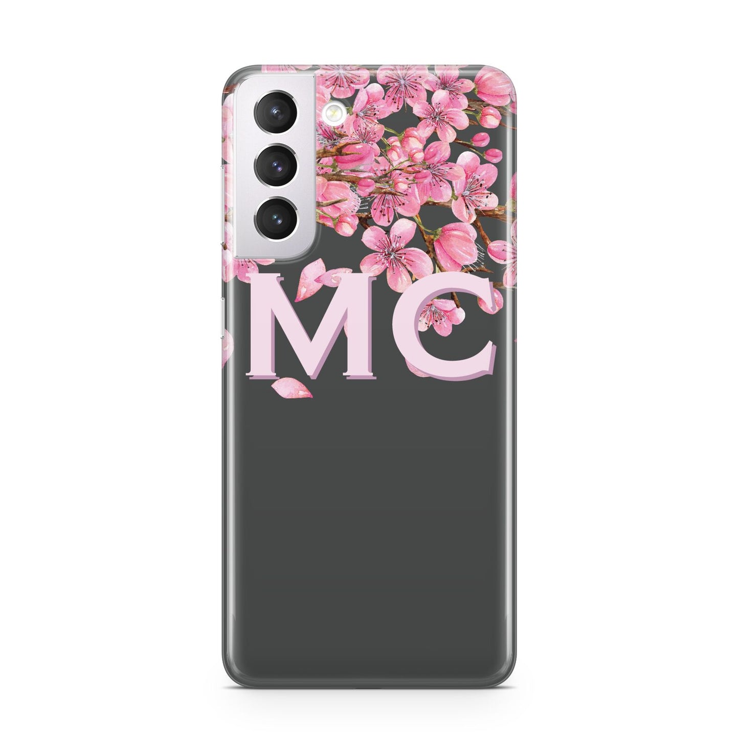Personalised Floral Blossom Black Pink Samsung S21 Case