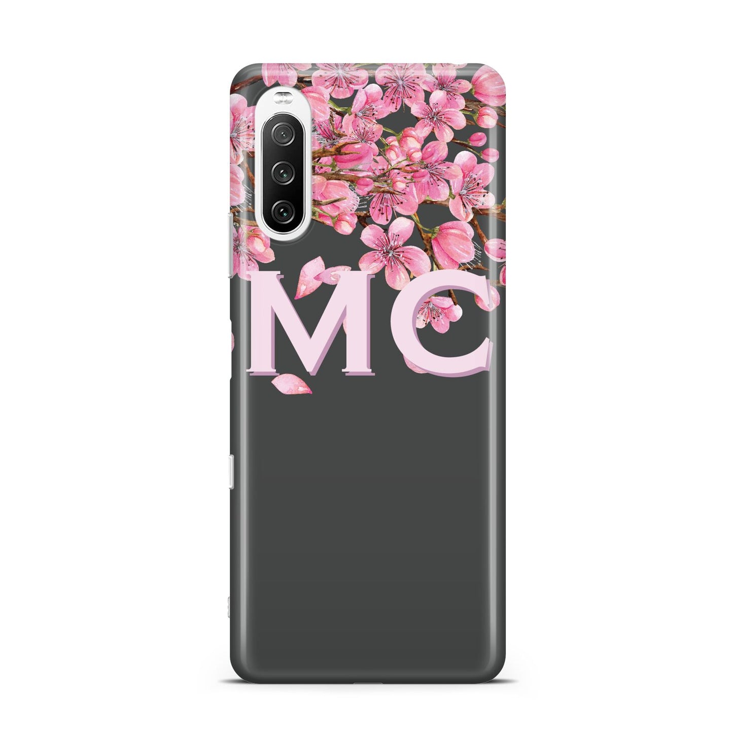 Personalised Floral Blossom Black Pink Sony Xperia 10 III Case