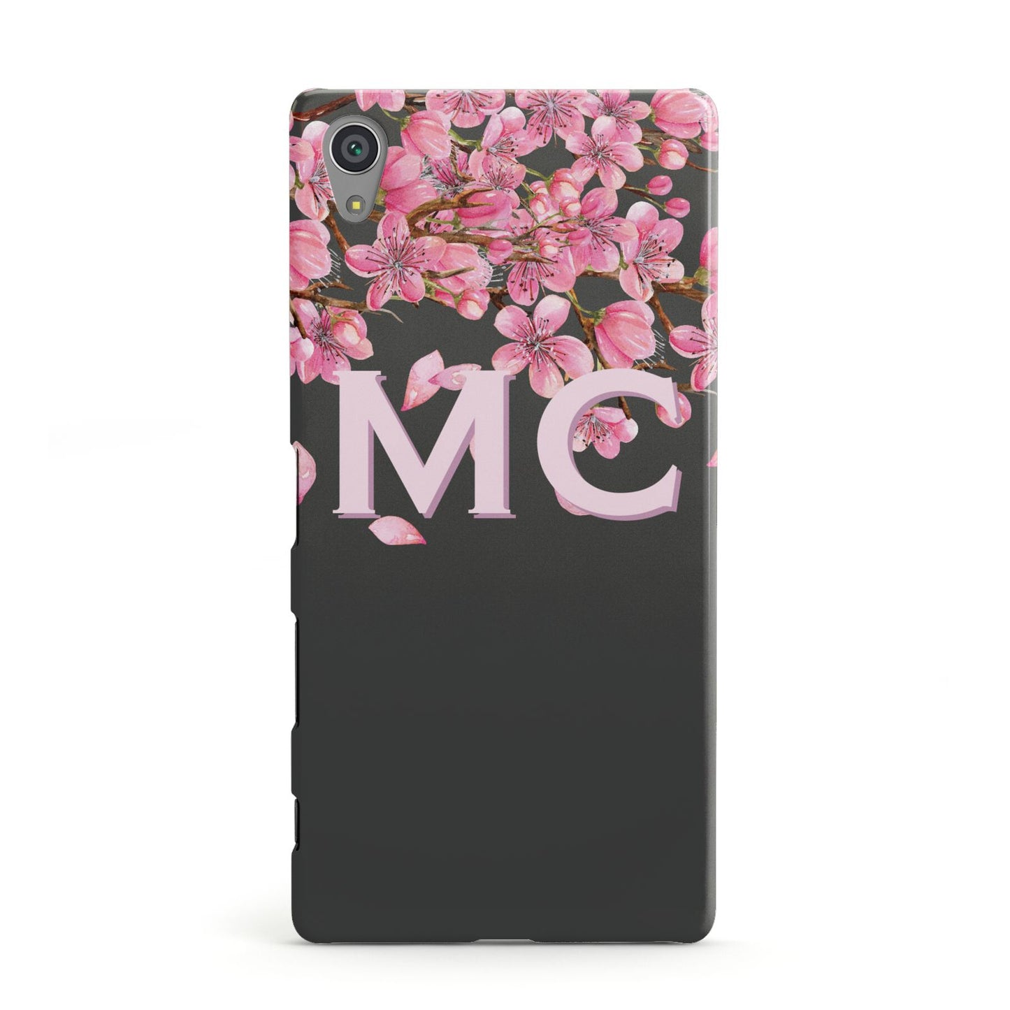 Personalised Floral Blossom Black Pink Sony Xperia Case