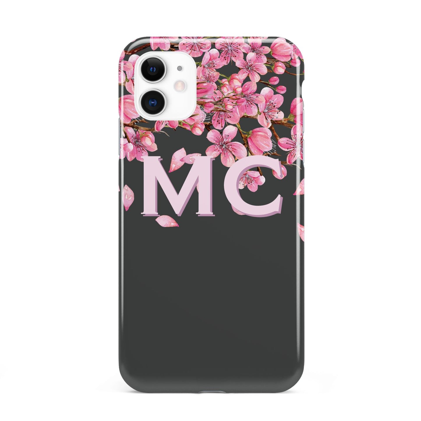 Personalised Floral Blossom Black Pink iPhone 11 3D Tough Case