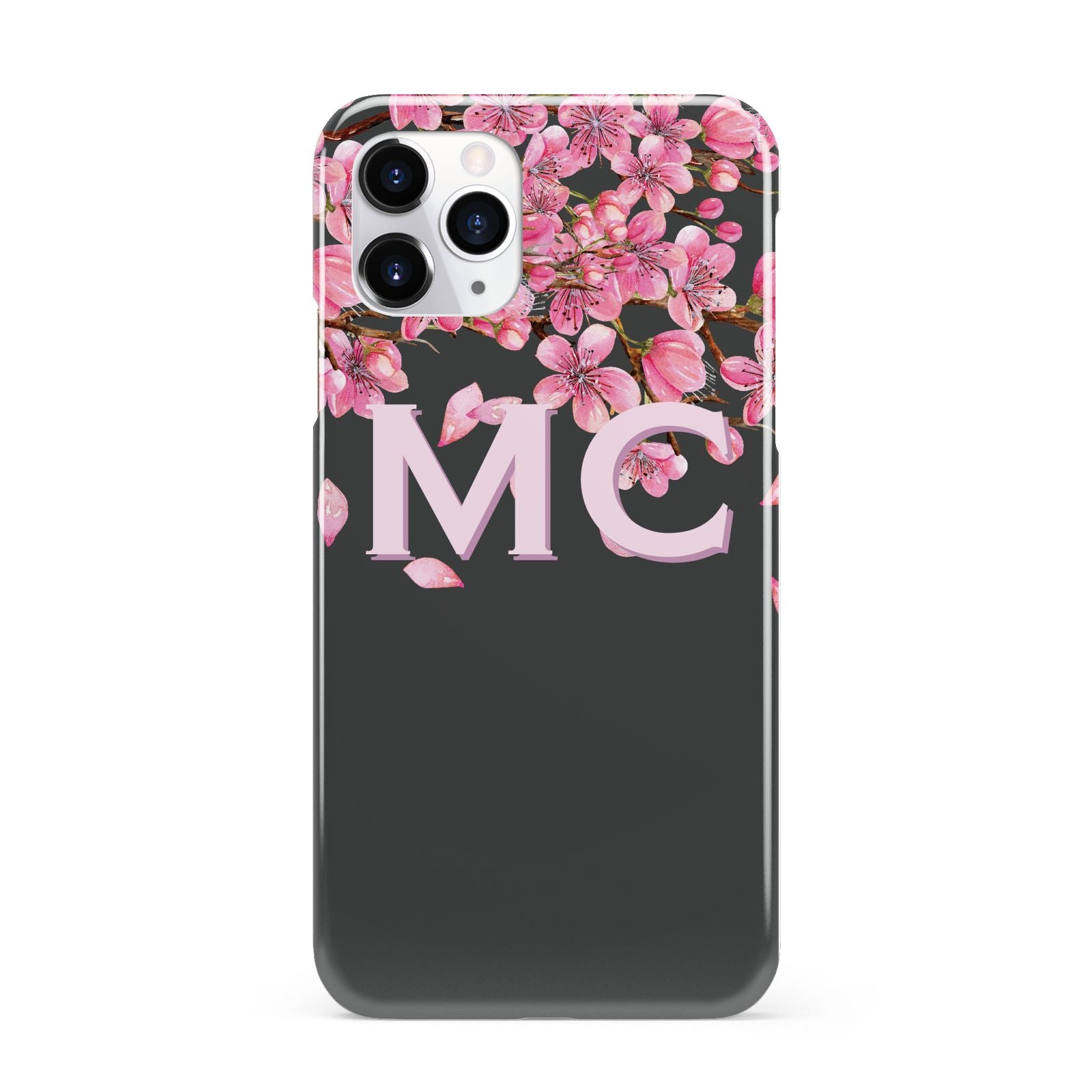 Personalised Floral Blossom Black Pink iPhone 11 Pro 3D Snap Case