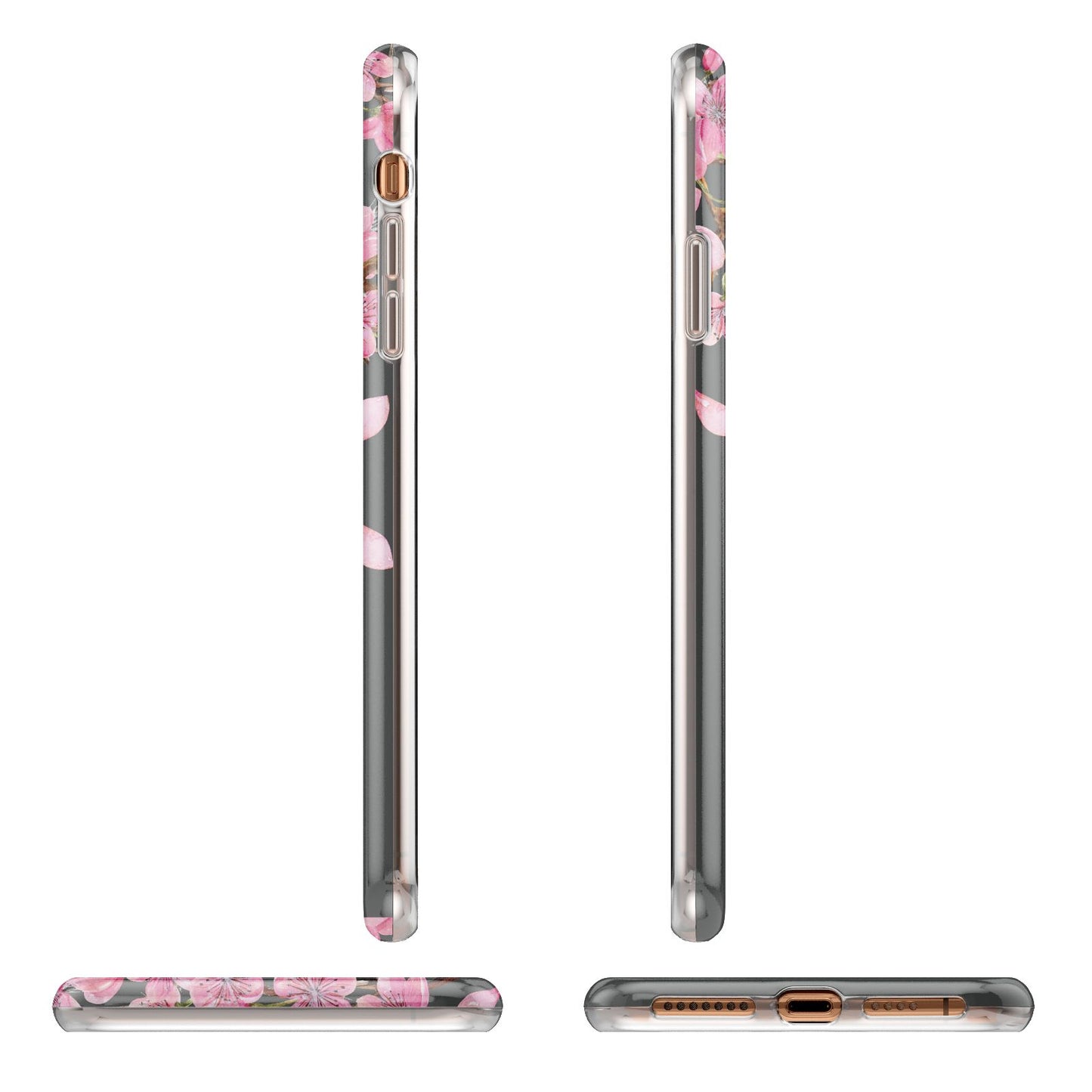 Personalised Floral Blossom Black Pink iPhone 11 Pro Max 3D Tough Case Angle Images