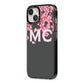 Personalised Floral Blossom Black Pink iPhone 13 Black Impact Case Side Angle on Silver phone