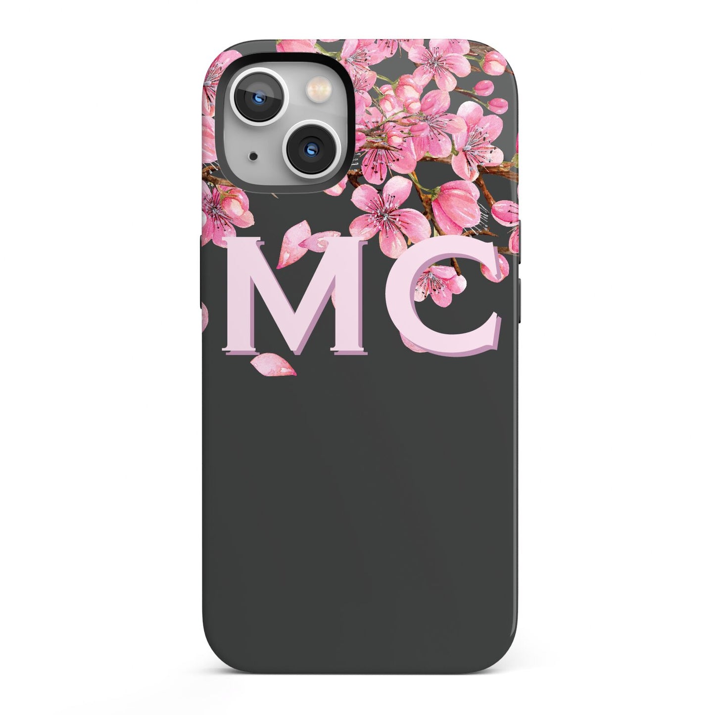 Personalised Floral Blossom Black Pink iPhone 13 Full Wrap 3D Tough Case
