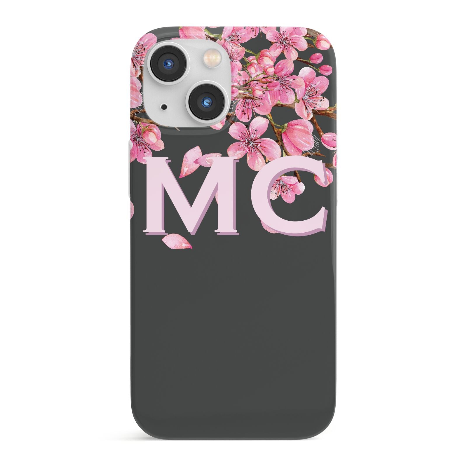 Personalised Floral Blossom Black Pink iPhone 13 Mini Full Wrap 3D Snap Case