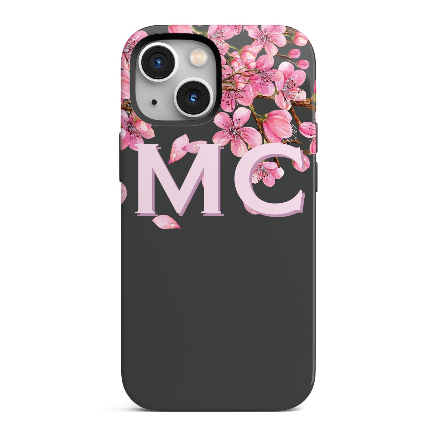 Personalised Floral Blossom Black Pink iPhone 13 Mini Full Wrap 3D Tough Case