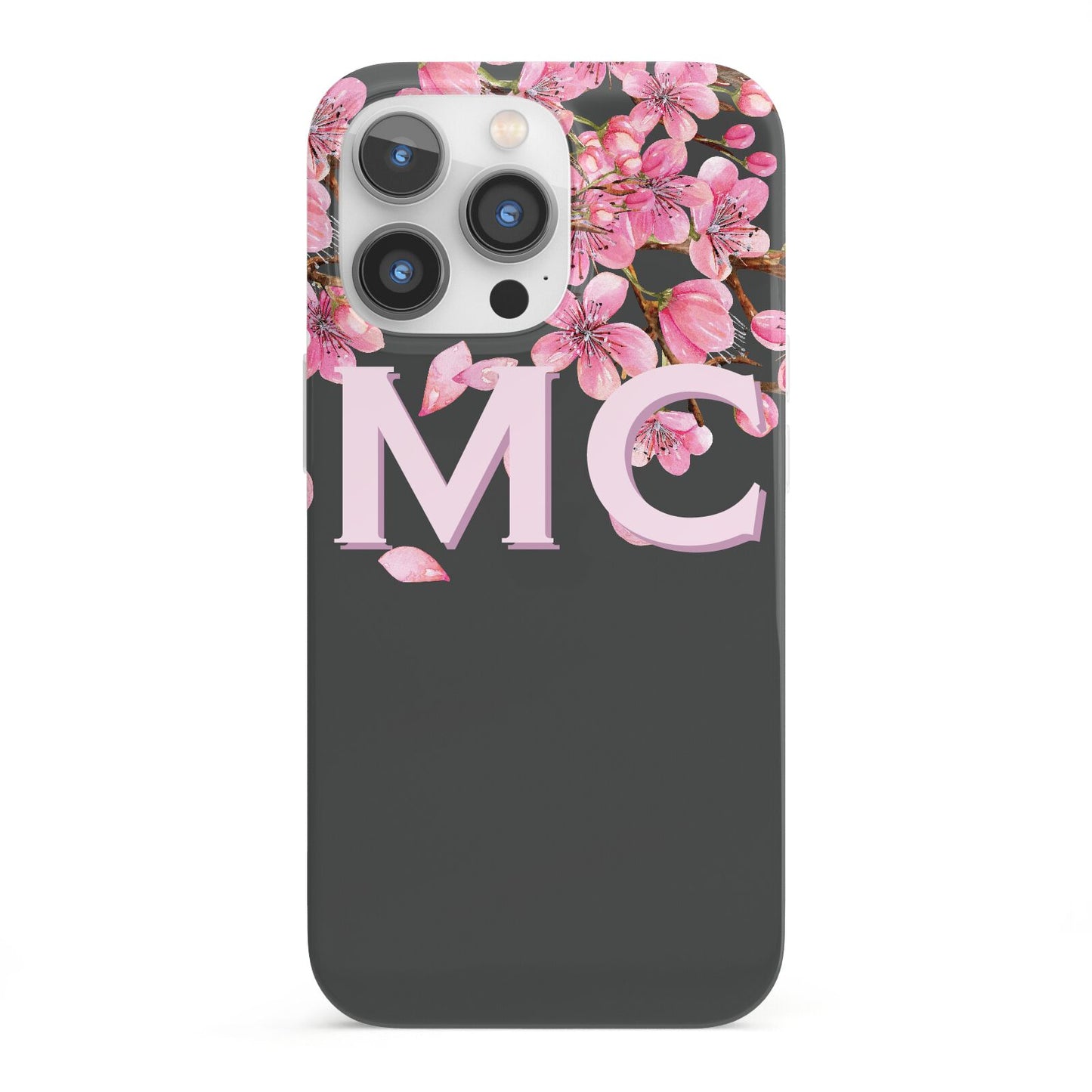 Personalised Floral Blossom Black Pink iPhone 13 Pro Full Wrap 3D Snap Case