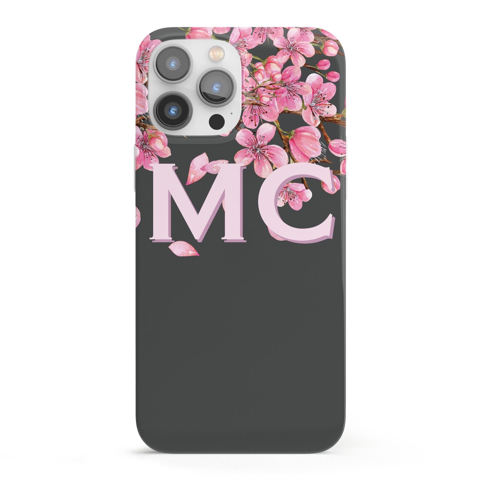 Personalised Floral Blossom Black Pink iPhone 13 Pro Max Full Wrap 3D Snap Case