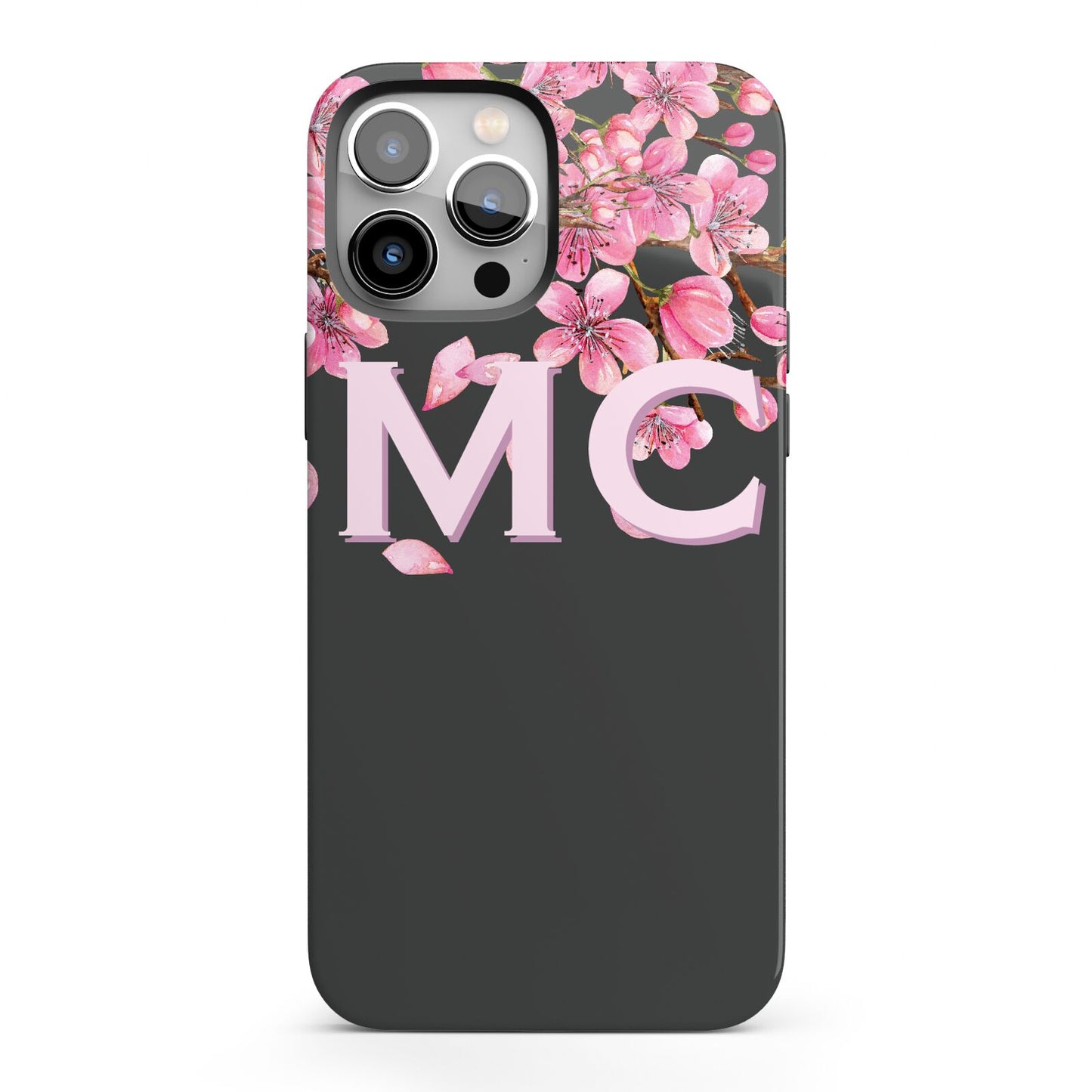 Personalised Floral Blossom Black Pink iPhone 13 Pro Max Full Wrap 3D Tough Case