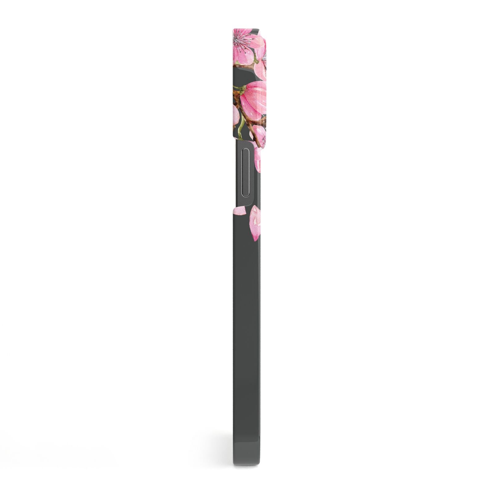 Personalised Floral Blossom Black Pink iPhone 13 Pro Max Side Image 3D Snap Case
