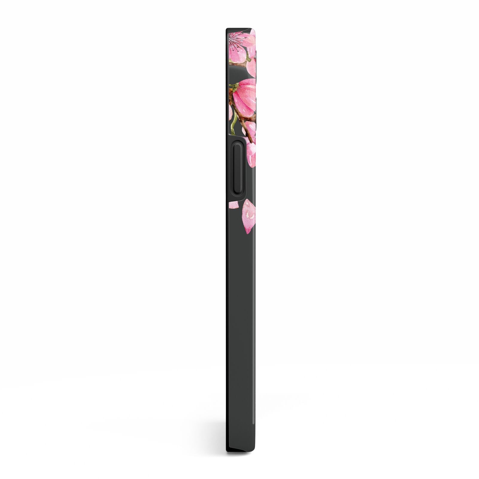 Personalised Floral Blossom Black Pink iPhone 13 Pro Max Side Image 3D Tough Case