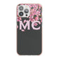 Personalised Floral Blossom Black Pink iPhone 13 Pro Max TPU Impact Case with Pink Edges