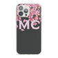 Personalised Floral Blossom Black Pink iPhone 13 Pro Max TPU Impact Case with White Edges