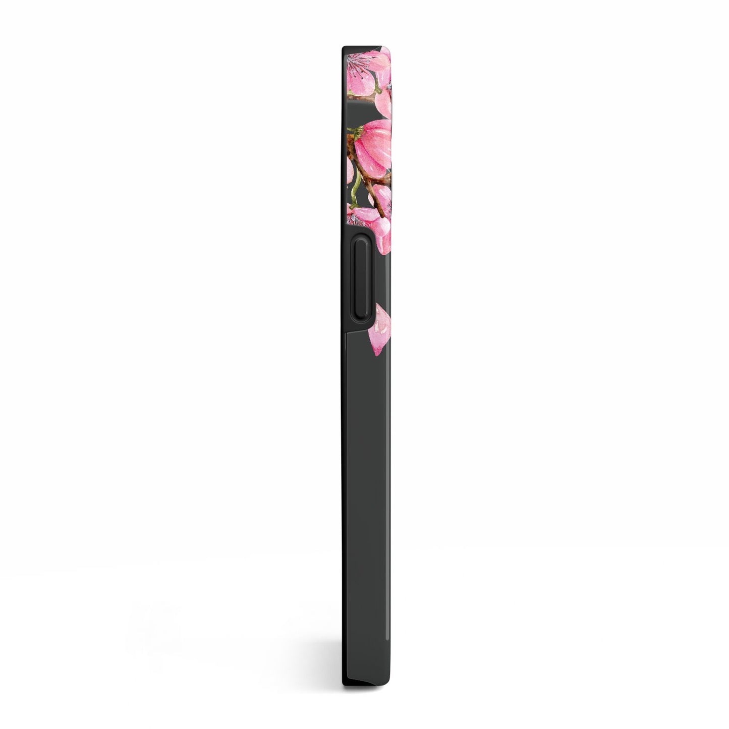 Personalised Floral Blossom Black Pink iPhone 13 Pro Side Image 3D Tough Case
