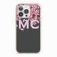 Personalised Floral Blossom Black Pink iPhone 13 Pro TPU Impact Case with Pink Edges