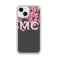 Personalised Floral Blossom Black Pink iPhone 14 Glitter Tough Case Starlight