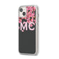 Personalised Floral Blossom Black Pink iPhone 14 Plus Clear Tough Case Starlight Angled Image