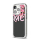 Personalised Floral Blossom Black Pink iPhone 14 Pro Clear Tough Case Silver Angled Image