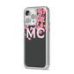Personalised Floral Blossom Black Pink iPhone 14 Pro Max Clear Tough Case Silver Angled Image
