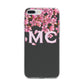 Personalised Floral Blossom Black Pink iPhone 7 Plus Bumper Case on Silver iPhone