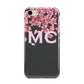 Personalised Floral Blossom Black Pink iPhone 8 3D Tough Case on Gold Phone