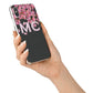 Personalised Floral Blossom Black Pink iPhone X Bumper Case on Silver iPhone Alternative Image 2