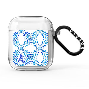 Personalised Floral Greek Tiles AirPods Case