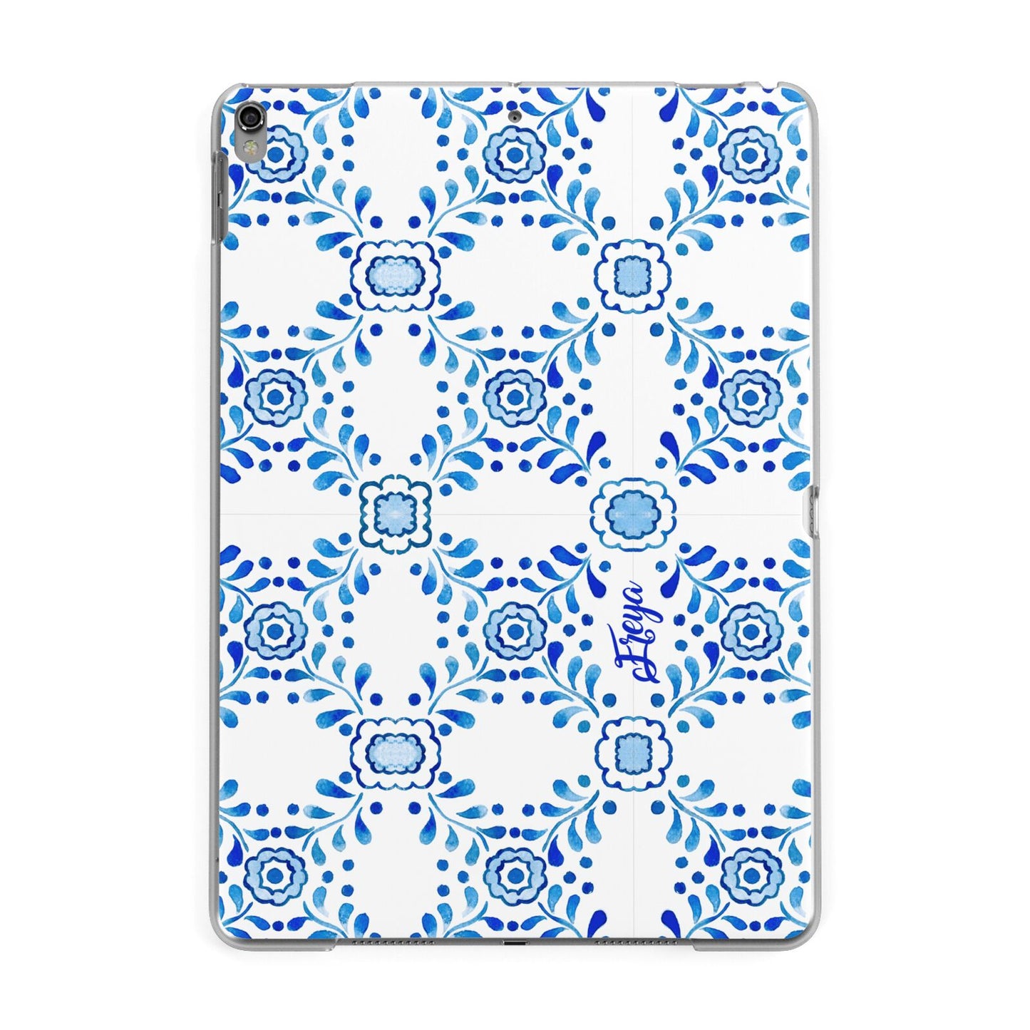 Personalised Floral Greek Tiles Apple iPad Grey Case