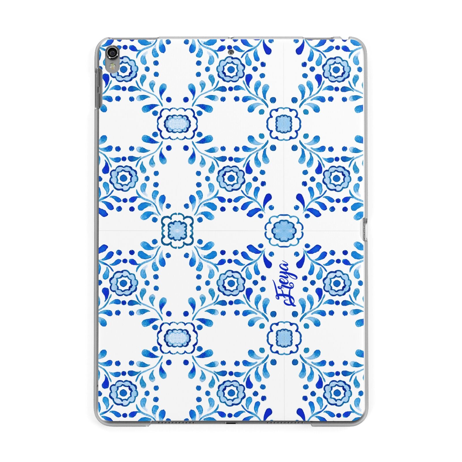 Personalised Floral Greek Tiles Apple iPad Grey Case