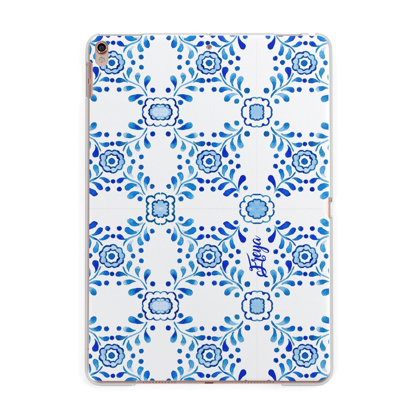Personalised Floral Greek Tiles Apple iPad Rose Gold Case
