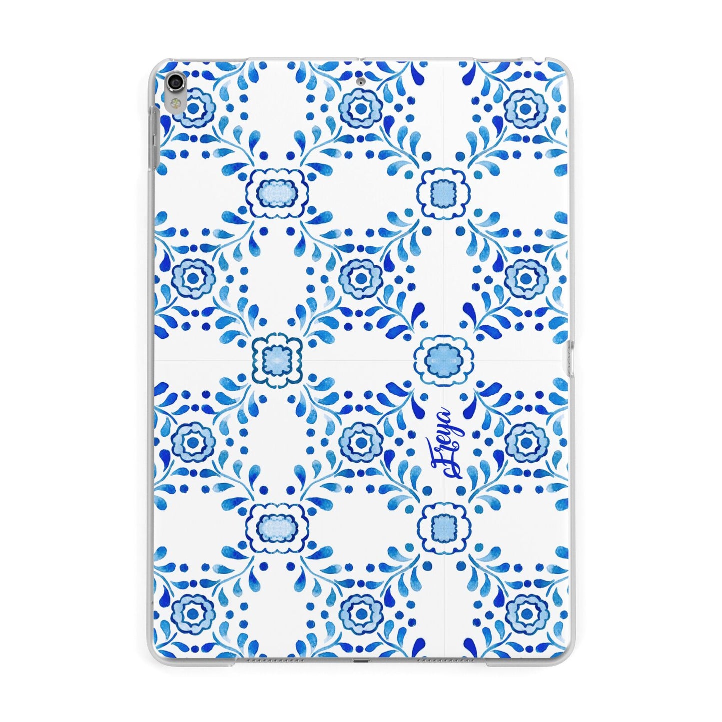 Personalised Floral Greek Tiles Apple iPad Silver Case