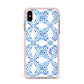 Personalised Floral Greek Tiles Apple iPhone Xs Max Impact Case Pink Edge on Gold Phone