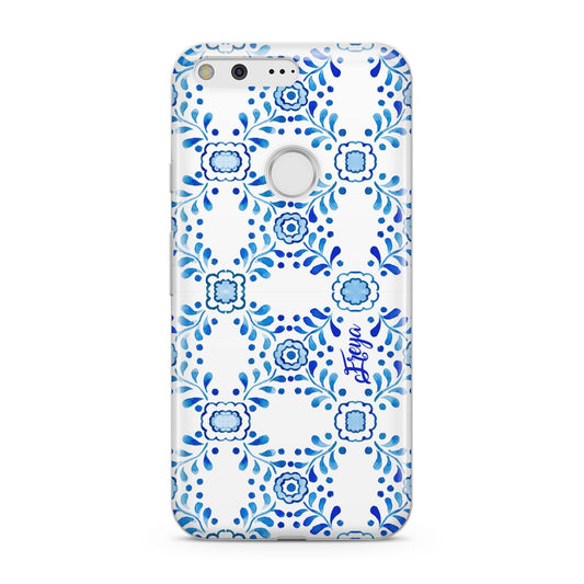 Personalised Floral Greek Tiles Google Pixel Case