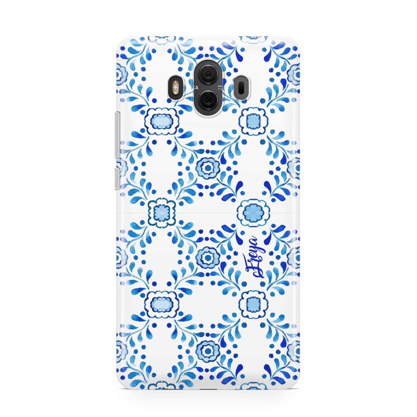 Personalised Floral Greek Tiles Huawei Mate 10 Protective Phone Case