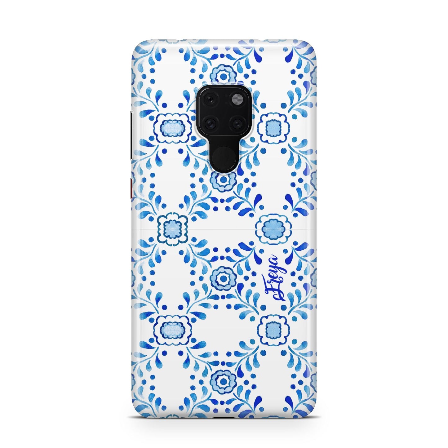 Personalised Floral Greek Tiles Huawei Mate 20 Phone Case